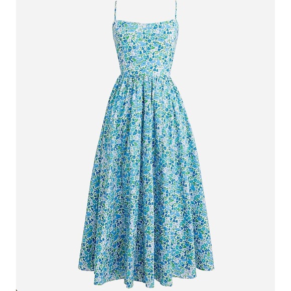 J.CREW Dresses & Skirts - J. Crew x Liberty London A-line Midi Dress in Liberty Daisy Fabric Size 10 Blue